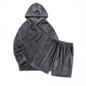 Conjunto de Sudadera con Capucha de Felpa Gris para Hombre, Invierno, Ultra Suave, 100% Algodón, Cordón Ajustable, Corte Holgado, Cálido y Cómodo - Product Image 3