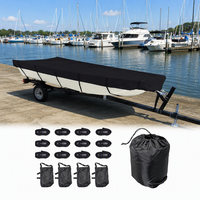 Kit de bâche de protection robuste noire pour bateau Jon, kit d'accessoires complet, résistant aux intempéries pour remorquage, amarrage et stockage en cour