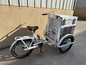 รถสามล้อบรรทุกแบบเปิดโครงเหล็ก ขนาด 68 ลิตร สำหรับผู้ใหญ่ ใช้พลังงานแสงอาทิตย์ พร้อมเบรกแบบล้อ  ไม่มีเกียร์  สำหรับขายไอศกรีม/ไอซ์โอลลี่ - Product Image 6