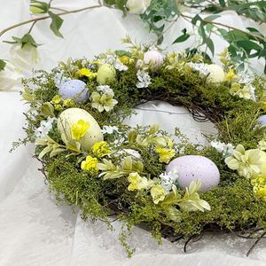 Guirnalda Decorativa con Huevos de Colores Artificiales de 36 cm, Planta Artificial, Corona de Plantas Naturales, Decoración Moderna para Fiestas y Festivales de Pascua - Product Image 5