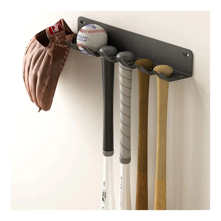Factory Direct Sale Outdoor Wall Mounted Metal Hanging Storage Wall Baseball Bat Display Rack