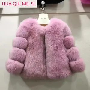 Nuovo Lussuoso Cappotto in <span class=keywords><strong>Vera</strong></span> Pelliccia di Volpe per Bambini, Giacca in <span class=keywords><strong>Pelle</strong></span> con Maniche a Righe, Alta Qualità, <span class=keywords><strong>Vera</strong></span> Pelliccia Naturale di Volpe - Product Image 2