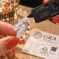 Bague ouverte torsadée multi-pierres en moissanite pour femme, en argent sterling S925, 4,12 carats, taille ovale et ronde, bague de cocktail spectaculaire, certifiée GRA