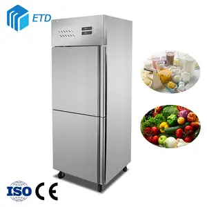 Stainless Steel 2 Doors Freezer Refrigerators 0~8 Degree Kitchen Top Refrigerators Centigrade For Restaurant