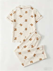 Ensemble de <span class=keywords><strong>pyjama</strong></span> personnalisé avec imprimé mignon de petit ours, 2 pièces, haut et pantalon long, vêtements de nuit, vêtements de détente pour femmes - Product Image 4