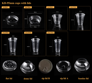 Copo Transparente para Bebidas Frias com Tampa, Personalizado com Logo, Vendas Quentes, 95 mm, 12 oz, 16 oz, 20 oz, 24 oz, Café, Chá, Chá com Leite - Product Image 1