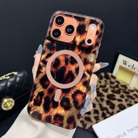 Coque de téléphone antichoc magnétique double couche IMD à imprimé léopard pour iPhone 17 18 Pro Max iPhone 16 15 14 13