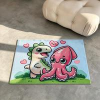 Tapis de sol antidérapant lavable pour enfants, tapis en peluche rectangulaire avec motif d'animaux mignons pour la chambre des enfants, salle de jeux