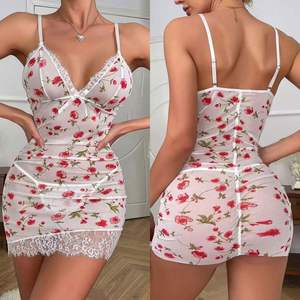 Conjunto de Lencería Sensual para Mujer MHK140, Camisola de Encaje con Estampado Floral, Falda Larga de Verano, Transpirable, Romántico, para el Hogar - Product Image 2