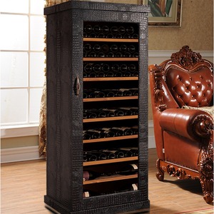 Hmy-j165a Huamaoyuan Alligator-grain Leather Wine <b>Cabinet</b> <b>Black</b> & Red Custom-made Led Display Mechanical Temperature Control - Product Image 4