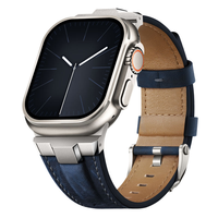 Bracelet en cuir robuste et durable avec connecteur métallique pour Apple Watch Ultra 49 mm pour femmes et hommes, compatible avec iWatch Ultra 10 9 8 7 6 5