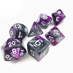 Juego de Dados Poliédricos Personalizados con Diseño de Mármol Morado y Negro para Juegos de Rol y D&D - Product Image 3