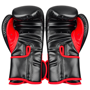 <b>Black</b> PU Boxing Gloves Full Finger <b>Velcro</b> Closure Training Gloves for Adults Unisex Martial Arts Punching Gloves - Product Image 5