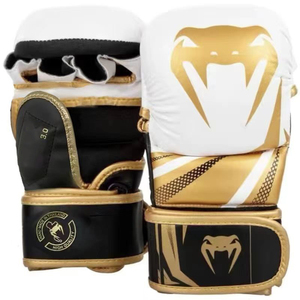 قفازات ملاكمة احترافية، قفازات تدريب للساندا وأكياس اللكم، قفازات نصف إصبع للتدريب 8 أونصات من الجلد الصناعي مع إغلاق برباط - Product Image 3