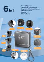Chargeur universel 6 en 1 Global Travel, compatible avec les PC/portables, les montres, les téléphones mobiles, chargeur mural, chargeur sans fil magnétique, batterie externe 15000 mAh