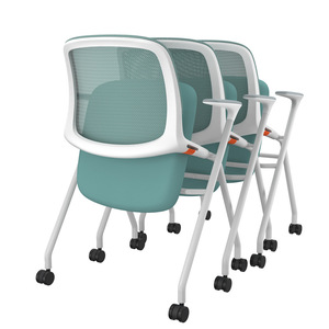 Chaise de bureau moderne pliable en maille avec tablette d'écriture, roulettes confortables, chaise de formation pour l'école et usage commercial - Product Image 5