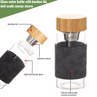 Mug à thé en verre borosilicate à double paroi 2026 avec infuseur en acier inoxydable, couvercle en bambou, anti-fuite, sans BPA, compatible lave-vaisselle et micro-ondes