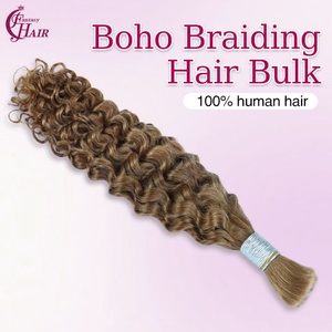 FH Unprocessed Deep Curly Bulk Virgin Human Hair #30 No Weft Cabelo Human Hair Bundle for Braiding Boho <b>Braids</b> - Product Image 4