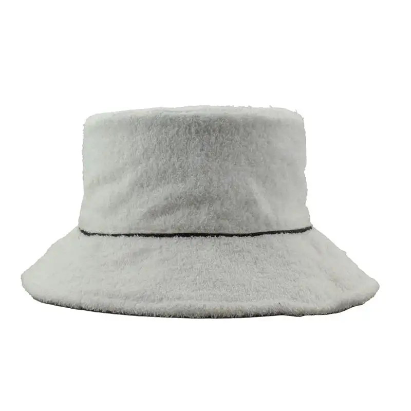 OEM High Quality Plain White Bucket Hat Women Terry Towel Fisherman Hat Cap For Man Custom Embroidery Logo Bucket Hat