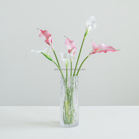 B-1163 Fleurs artificielles de haute qualité faites à la main, longues tiges en PU, pour mariée, fleurs de mariage artificielles, lys calla à double tête