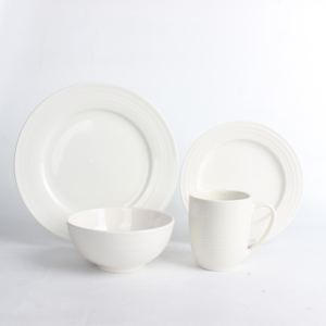 Service de vaisselle en céramique blanche écologique, directement de l'usine, assiettes <span class=keywords><strong>et</strong></span> bols en porcelaine personnalisables, vente en gros à prix abordable - Product Image 1
