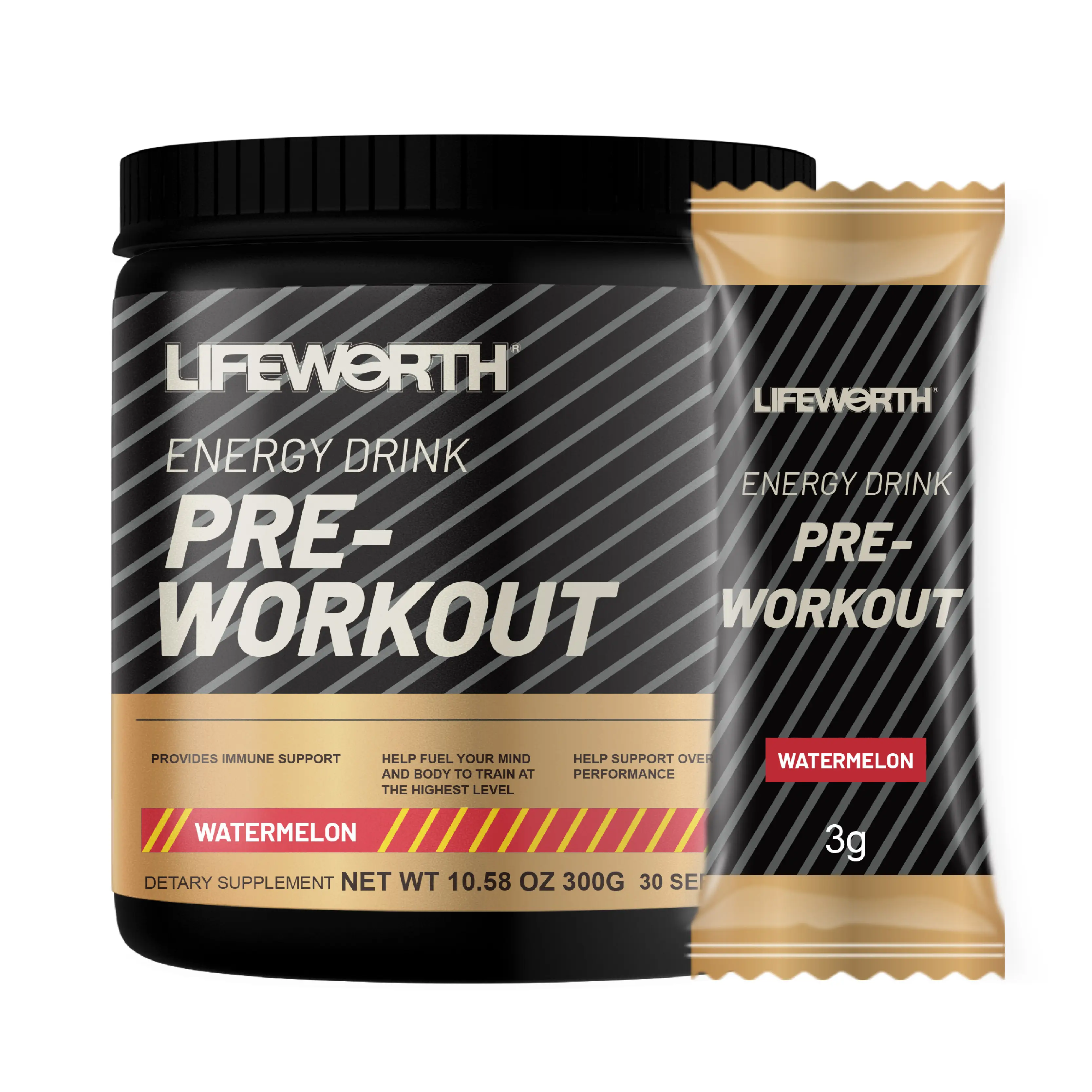 Lifeworth Label Pribadi OEM Mendukung Energi Fisik dan Mental dengan Collagen Focus Pre Workout Bcaa Sport Nutrition Creatine Gmp