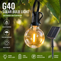 Guirlandes solaires d'extérieur G40, ampoules à filament LED étanches IP65, pour la décoration du jardin, du patio et des fêtes