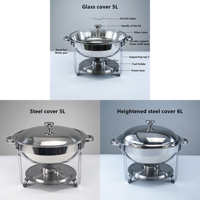 Petit réchaud alimentaire 5L argenté, mini-plat chauffant rond doré pour buffet, ensemble de matériel de buffet pour hôtels et restaurants, amovible