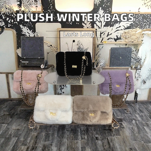 Fashionable Ladies Winter Velvet Small Square Handbags Elegant Plush Design <b>Purses</b> for Women with Cotton Lining - Product Image 2