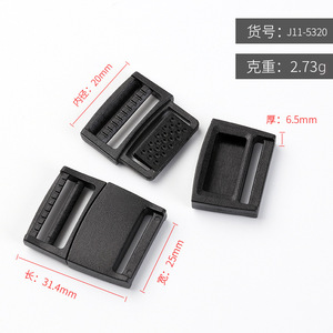 Hebilla deslizante de 20mm de aleación de zinc negra, duradera, para bolsos, mochilas, correas de cintura ajustables - Product Image 4