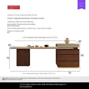 <span class=keywords><strong>Table</strong></span> de cuisson à <span class=keywords><strong>induction</strong></span> multifonctionnelle moderne, écologique, durable, en bois, avec plateau en pierre de roche, télescopique, pour 6 personnes - Product Image 6