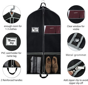 Couverture de costume respirant de haute qualité, 2 poches en maille et 1 <span class=keywords><strong>porte</strong></span>-carte en PVC, pour vêtement anti-poussière - Product Image 2