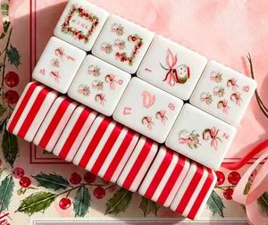 Ensemble de Mahjong Américain en Céramique Rose Moderne et Portable, Motif Casse-Noisette de Noël, Cadeau Décontracté pour les Fêtes d'Hiver - Product Image 3