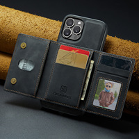 Étui Porte-Cartes en Cuir PU pour iPhone 17 16 15 15 Plus, Housse de Téléphone Protectrice Magnétique Séparable