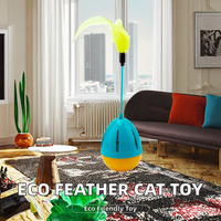 Jouet interactif pour chat en forme de plume écologique, distributeur de friandises auto-rotatif avec clochette pour l'entraînement et le divertissement (vente en gros)