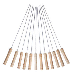 Vente chaude Brochettes De Viande À Rôtir En Plein Air Manche En Bois Barbecue Ensemble Inoxydable BBQ Outils Grill Picks - Product Image 1