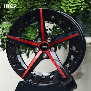 Jantes sport HTOR 16 17 18 19 pouces, noir brillant, rayons intérieurs rouges, 5 branches, 5x112 5x114.3, forgées, compatibles avec Civic Type <span class=keywords><strong>R</strong></span> M3 - Product Image 1