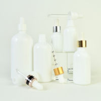 LANJING Flacon compte-gouttes en verre blanc mat de 30ml 50ml 100ml pour huile sérum lotion cosmétique emballage