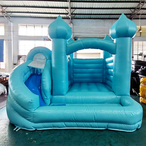 Château gonflable commercial pour enfants, avec toboggan, bleu, pour fêtes en plein air - Product Image 1