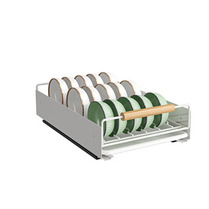 Scaffale Estraibile in Metallo per <span class=keywords><strong>Cucina</strong></span>, Scolapiatti per Mobile Sottolavello, Design Mobile, Nessuna Installazione Richiesta, Cesto Multiuso per Drenaggio - Product Image 2