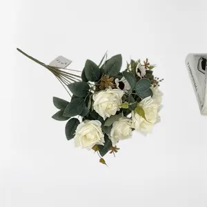 Blanc onze petite corne rose personnalisé fleurs artificielles centres de Table de mariage pour la décoration