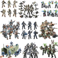 Bloques de Construcción Militares de Plástico con Minifiguras de Partículas Pequeñas, 40 Piezas, Escena de Ensamblaje, Modelo de Soldado Articulado, Adornos para Niños
