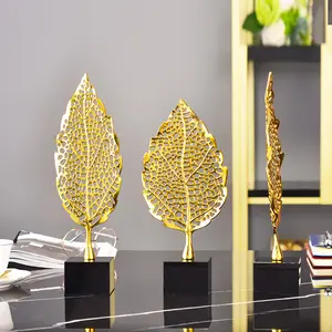 New Arrivals Modern Luxury Living Room Fashion Golden Leaf small indian supplier for Home Decor accessories in iron products