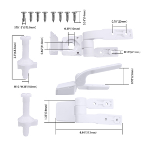Trắng nhựa nhà vệ sinh chỗ ngồi bản lề thay thế với bu lông vít và đai ốc - Product Image 2