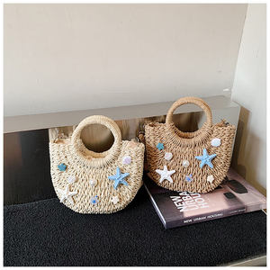 Sac bandoulière tressé fait main pour femme, sac nuage polyvalent en paille, sac de plage en coquillages naturels pour les vacances d'été - Product Image 3
