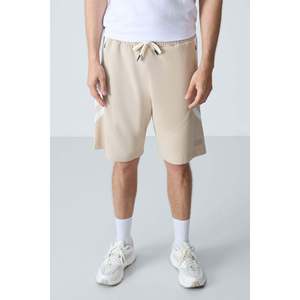 Shorts pour homme en coton beige, épais, doux, texturé, coupe standard, basique - 81281 - Beige - Product Image 1
