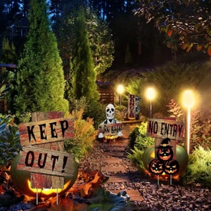 Décorations de fête à thème Halloween effrayant : Piquets de signalisation effrayants pour trottoir, en PP, découpés à la main, pour jardin et cour - Product Image 2