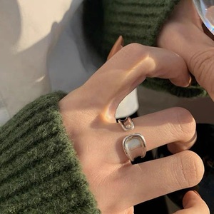 S925 Silver Geometric <b>Open</b> <b>Ring</b> For Women Minimalist Plain Band Everyday Wear - Product Image 2