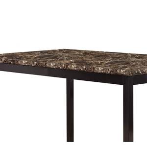 DB Style Simple 1pc Table à manger en faux marbre marron cadre de finition en métal noir assemblé meubles de salle à manger de transition - Product Image 2