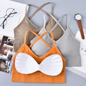 High Quality Solid Color Skin Friendly Girls Sport Gym Underwear Sexy Shoulder Strap Push Up Yoga Bra